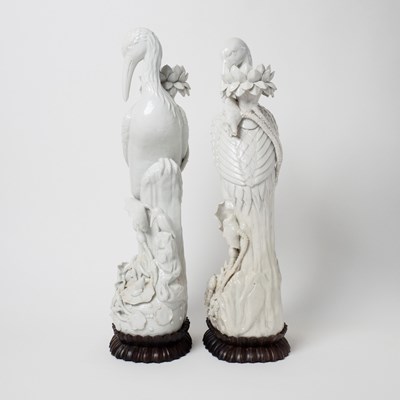 Lot 523 - Pair of Blanc de Chine Porcelain Figures of Cranes