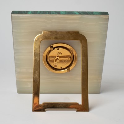 Lot 531 - Continental Onyx and Malachite Table Clock