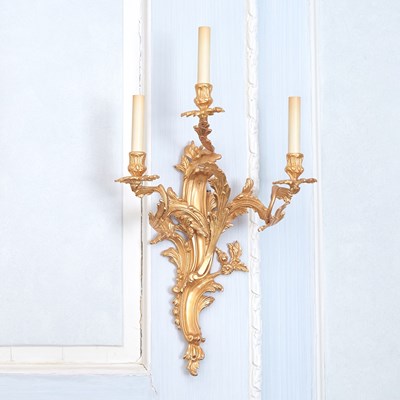 Lot 533 - Set of Six Louis XV Style Gilt-Bronze Three-Light Wall Sconces