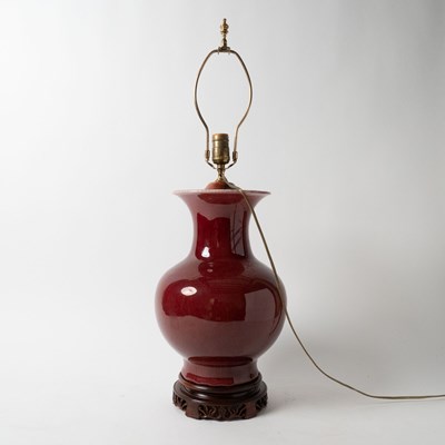 Lot 534 - Pair of Chinese Sang de Boeuf Glazed Porcelain Lamps