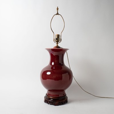 Lot 534 - Pair of Chinese Sang de Boeuf Glazed Porcelain Lamps