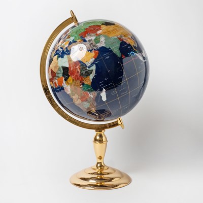 Lot 539 - Decorative Gilt Brass and Hardstone Inlaid World Globe