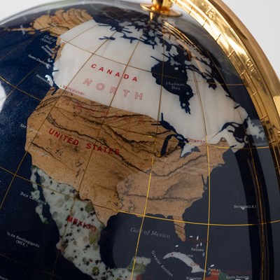 Lot 539 - Decorative Gilt Brass and Hardstone Inlaid World Globe