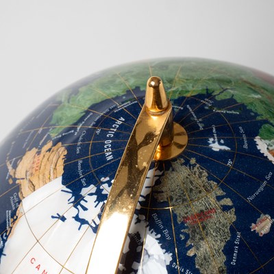 Lot 539 - Decorative Gilt Brass and Hardstone Inlaid World Globe