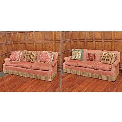 Lot 540 - Pair of Modern Fringed Sofas