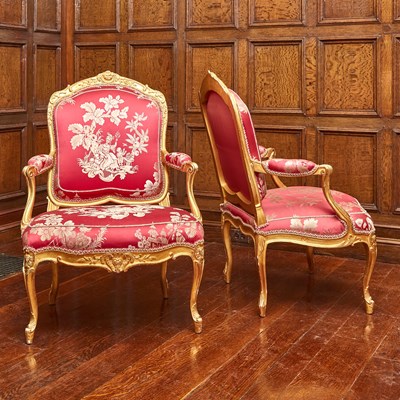 Lot 550 - Set of Four Louis XV Giltwood Fauteuils a La Reine