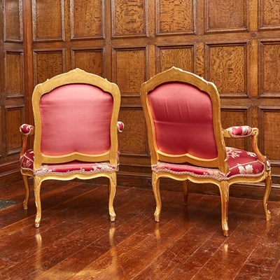 Lot 550 - Set of Four Louis XV Giltwood Fauteuils a La Reine