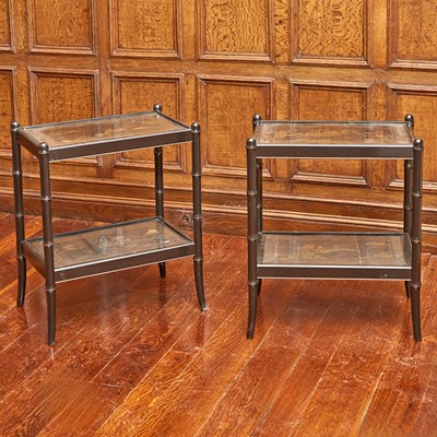 Lot 541 - Pair of Chinoiserie Decorated Two-Tier Side Tables