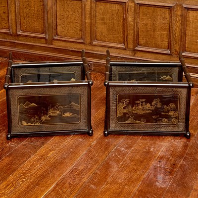 Lot 541 - Pair of Chinoiserie Decorated Two-Tier Side Tables