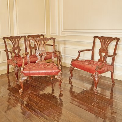 Lot 545 - Set of Four Irish George II Style Mahogany Armchairs