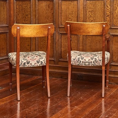 Lot 561 - Set of Seven Regency Style Oak Dining Chairs