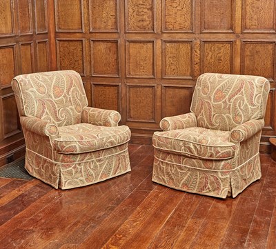 Lot 563 - Pair of Modern Upholstered Club Chairs