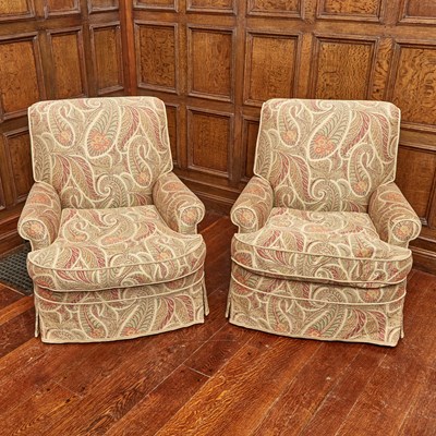 Lot 563 - Pair of Modern Upholstered Club Chairs