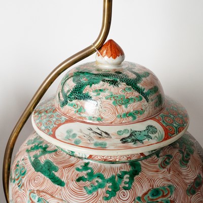 Lot 564 - Pair of Chinese Famille Verte Porcelain Jars Mounted as Lamps