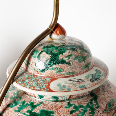 Lot 564 - Pair of Chinese Famille Verte Porcelain Jars Mounted as Lamps