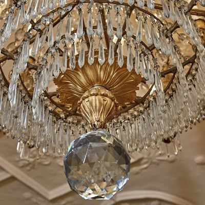 Lot 551 - French Empire Gilt Bronze and Cut Glass Thirty Light Chandelier