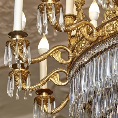 Lot 551 - French Empire Gilt Bronze and Cut Glass Thirty Light Chandelier