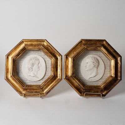 Lot 568 - Set of Four Neoclassical Style Plaster Reliefs of Caesars