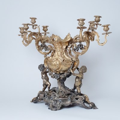 Lot 572 - Monumental Louis XV Style Patinated and Gilt-Bronze Centerpiece
