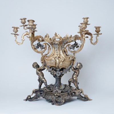 Lot 572 - Monumental Louis XV Style Patinated and Gilt-Bronze Centerpiece