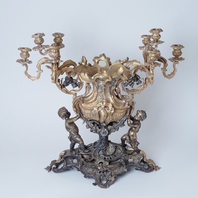 Lot 572 - Monumental Louis XV Style Patinated and Gilt-Bronze Centerpiece