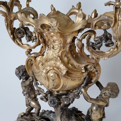 Lot 572 - Monumental Louis XV Style Patinated and Gilt-Bronze Centerpiece