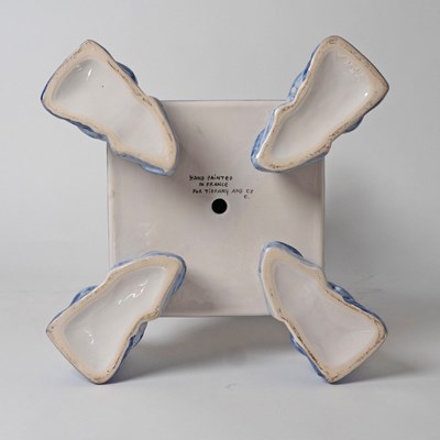 Lot 577 - Matched Pair of French Delftware Blue and White Tulipières, Retailed by Tiffany