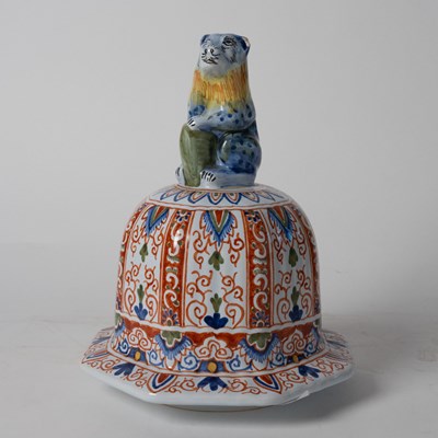 Lot 578 - Pair of French Polychrome Delftware Vases and Covers, Retailed by Tiffany