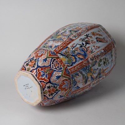 Lot 578 - Pair of French Polychrome Delftware Vases and Covers, Retailed by Tiffany