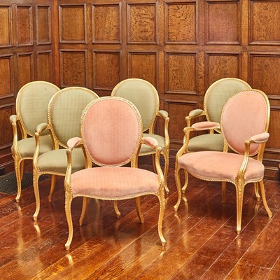 Lot 552 - Set of Six George III Giltwood Armchairs