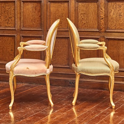 Lot 552 - Set of Six George III Giltwood Armchairs