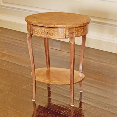 Lot 582 - Transitional Louis XV/XVI Style Tulipwood and Satinwood Side Table