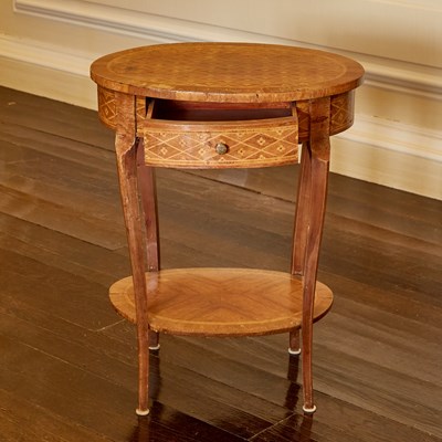 Lot 582 - Transitional Louis XV/XVI Style Tulipwood and Satinwood Side Table