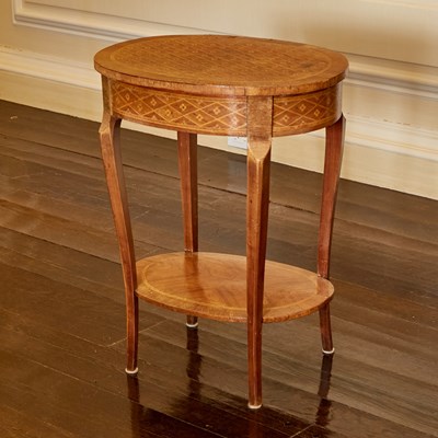 Lot 582 - Transitional Louis XV/XVI Style Tulipwood and Satinwood Side Table