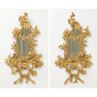 Lot 589 - Pair of George III Gilded Papier Mache Two-Light Girandoles