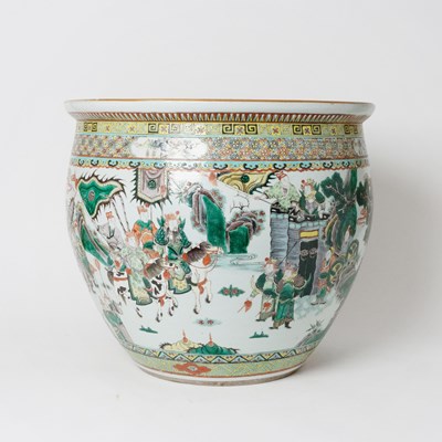 Lot 611 - Chinese Famille Verte Porcelain Fish Bowl