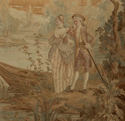 Lot 621 - Framed Tapestry of Two Figures in 18th Century Dress