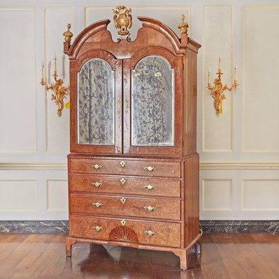 Lot 632 - George II Parcel Gilt Walnut Linen Press