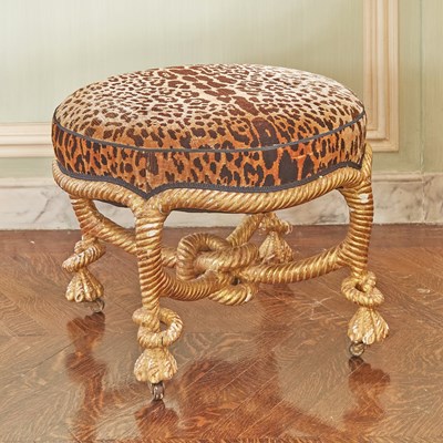 Lot 645 - Napoleon III Giltwood Rope Twisted Stool