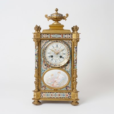 Lot 648 - Napoleon III Porcelain Mounted Gilt Bronze and Champleve Enamel Clock