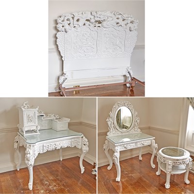 Lot 652 - Suite of Japanese White Painted Furniture