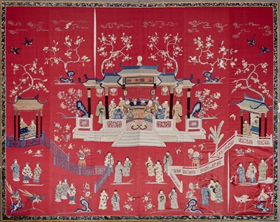 Lot 658 - Chinese Six Panel Embroidered Silk Screen