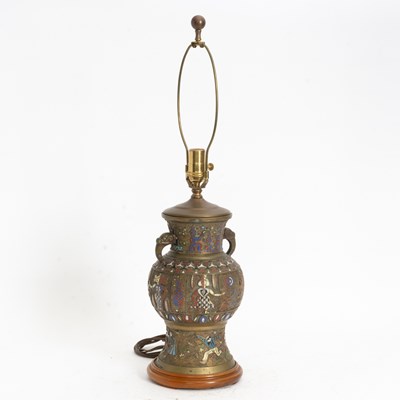 Lot 56 - Enamel and Bronze Table Lamp