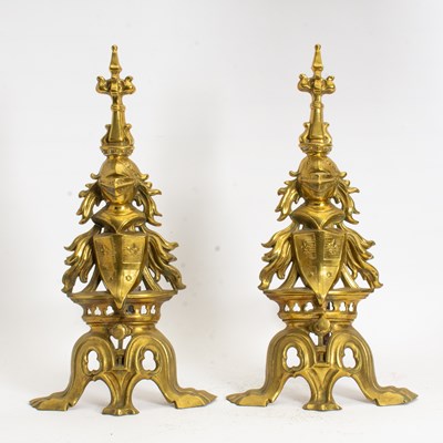 Lot 58 - Pair of Renaissance Style Brass Andirons