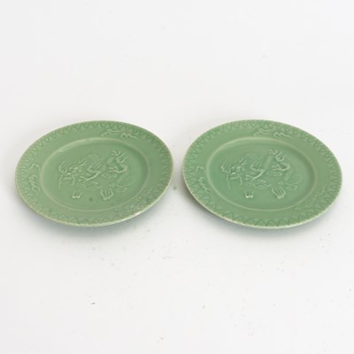 Lot 65 - Pair of Celadon Plates