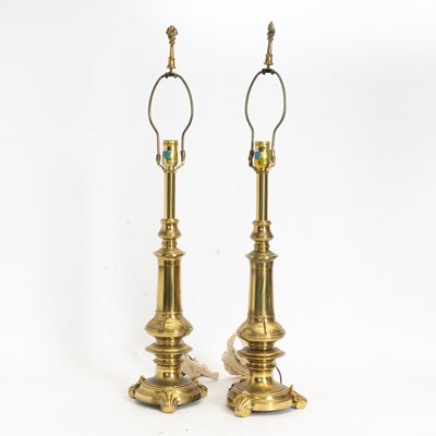 Lot 72 - Pair of Brass Column Form Table Lamps