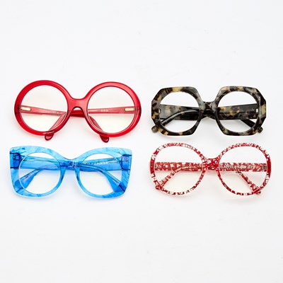 Lot 135 - Group of Four Multicolor and Pattern Eyeglass Frames