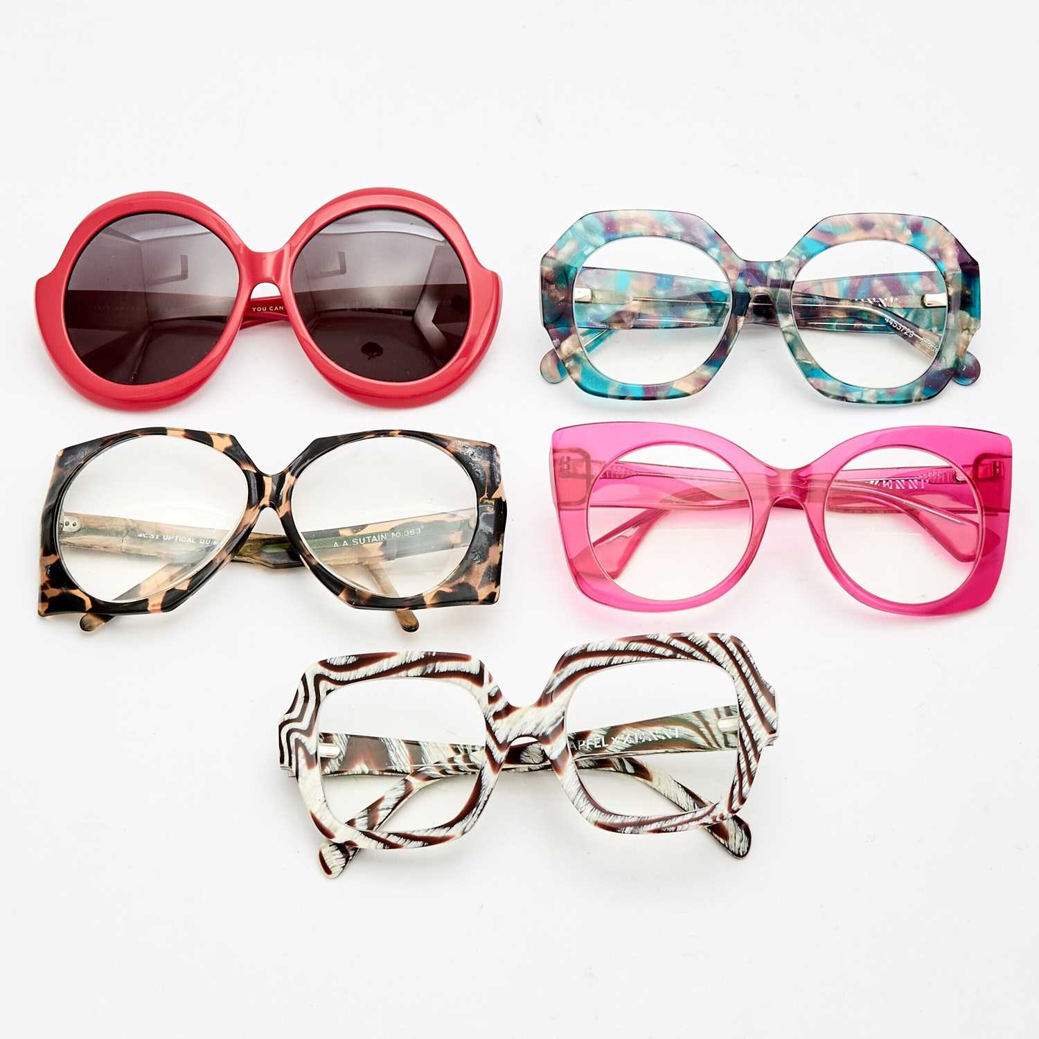 Lot 22 - Group of Five Multicolor and Pattern Eyeglass Frames