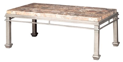 Lot 195 - Metal and Composition Stone Low Table