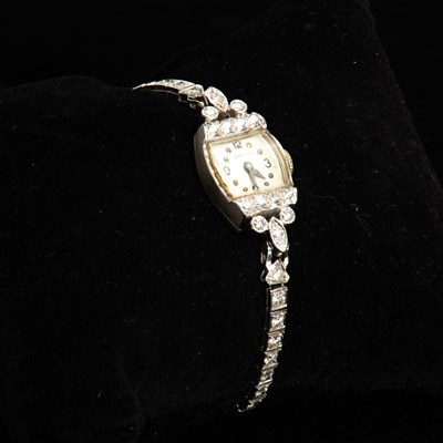 Lot 116 - Hamilton Platinum and Diamond Wristwatch